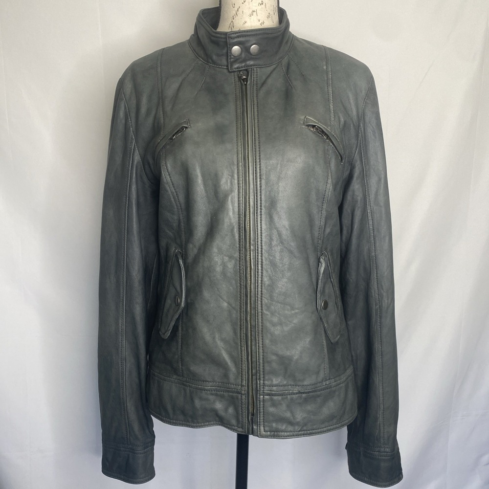 Lucky Brand Gray Leather Jacket